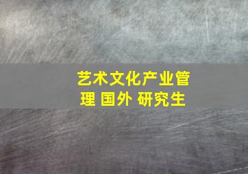 艺术文化产业管理 国外 研究生